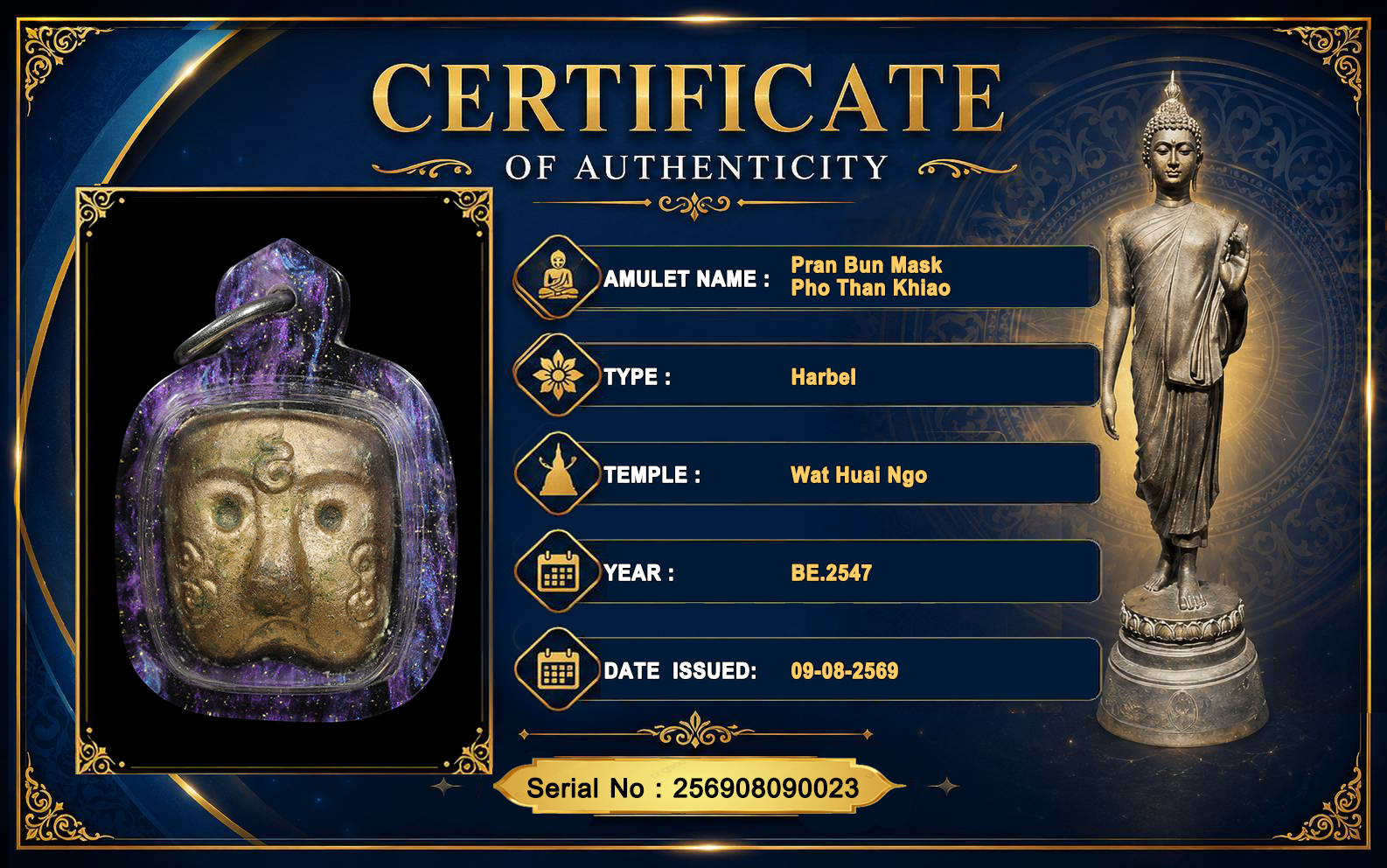 Pran Bun Mask,Pho Than Khiao,Wat Huai Ngo BE.2547