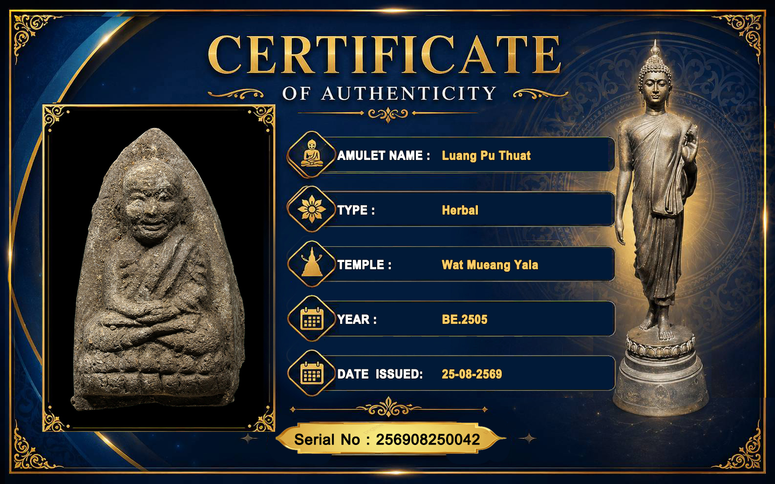 Luang Pu Thuat,Wat Mueang Yala BE.2505