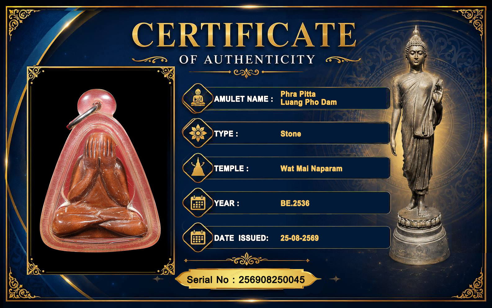 Phra Pitta Luang Pho Dam,Wat Mai Naparam BE.2536