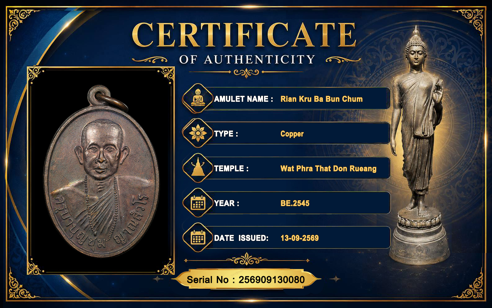 Rian Kru Ba Bun Chum,Wat Phra That Don Rueang BE.2569